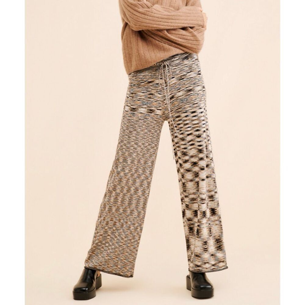 Anthropologie Little Lies Sz M Wide Leg Knit Lounge Pants Multicolor Drawstring - Picture 4 of 9